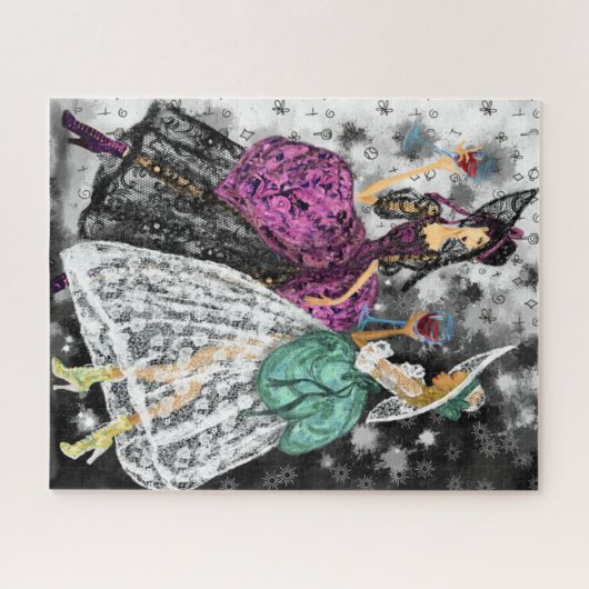 Puzzle Deux dames en noir et blanc dentelle robe mode (Horizontal)