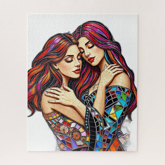 Puzzle Deux femmes amoureuses | Style Carrelage mosaïque (Vertical)