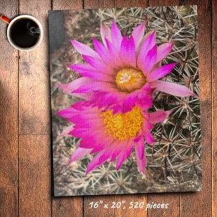 Puzzle Deux fleurs de cactus roses - photo de fond