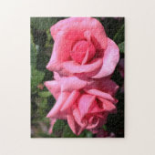 Puzzle deux fleurs roses roses chaudes. (Vertical)