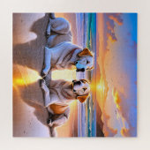 Puzzle Deux Labrador Retrivers sur une plage (Horizontal)