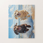 Puzzle Deux Labradors sur la plage (Vertical)