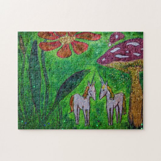 Puzzle Deux licornes sous un champignon (Horizontal)