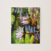 Puzzle Deux Lotus d'eau violet (Vertical)