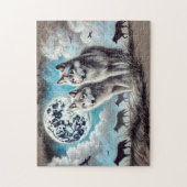 Puzzle Deux loups au clair de lune avec meute (Vertical)