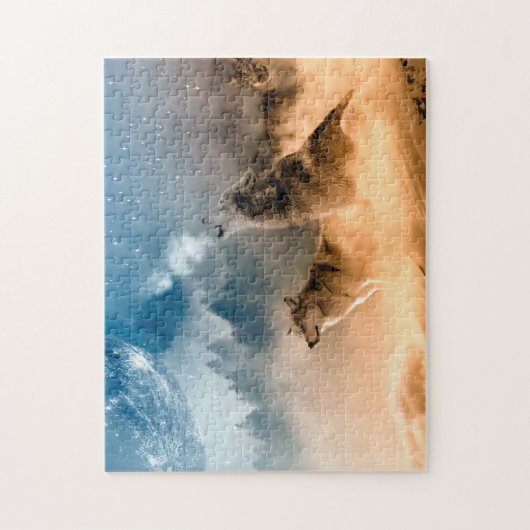 Puzzle Deux loups hurlent à la pleine lune en forêt (Vertical)