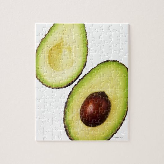 Puzzle Deux moitiés d'un avocat, sur blanc (Vertical)