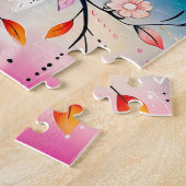 Puzzle Deux oiseaux en amour sur une branche (Côté)