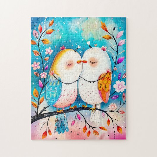 Puzzle Deux oiseaux en amour sur une branche (Vertical)