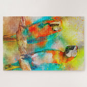 Puzzle Deux perroquets Oiseaux colorés Peinture d'aquarel (Horizontal)