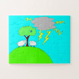 Puzzle Deux petits moutons sous un nuage