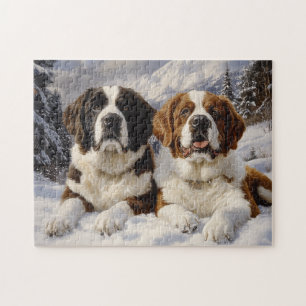 Puzzle Deux Saint-Bernard dans la neige
