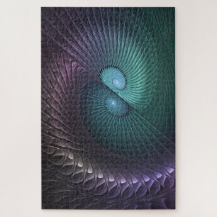 Puzzle Deux spirales colorées Art fractal abstrait modern
