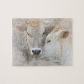 Puzzle Deux vaches blanches sur l'effet d'aquarelle (Horizontal)