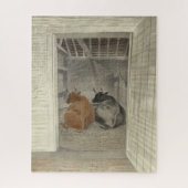 Puzzle Deux vaches dans une stabilité (par Eric Ravilious (Vertical)