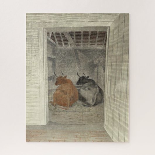 Puzzle Deux vaches dans une stabilité (par Eric Ravilious (Vertical)