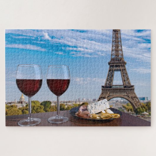 Puzzle Deux verres de vin en café à Paris (Horizontal)