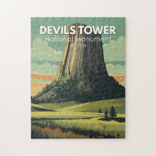 Puzzle Devils Tower National Monument Voyage Art Vintage