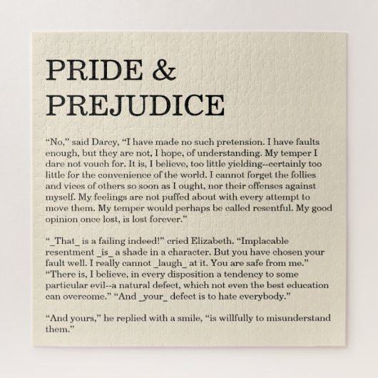 Puzzle Devis de livre personnalisable Jane Austen (Vertical)