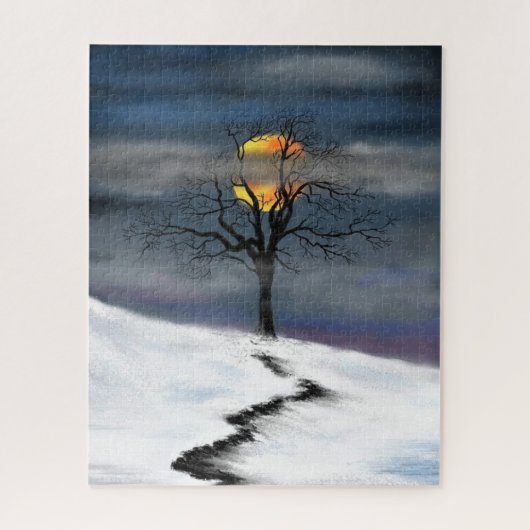 Puzzle d'hiver coucher de soleil (Vertical)