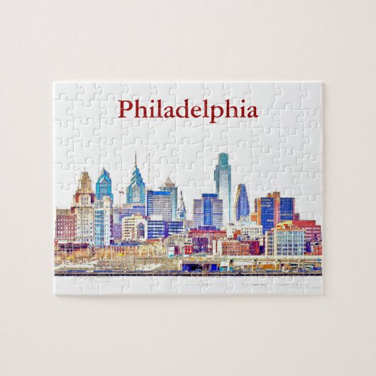 Puzzle d'horizon de croquis de couleur de Philly (Horizontal)