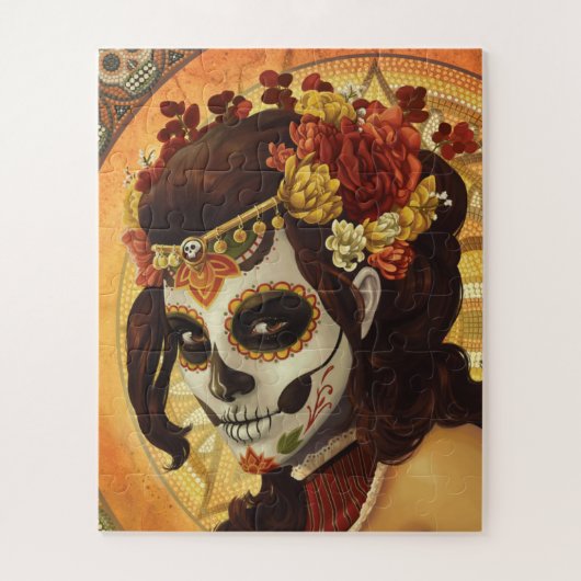 Puzzle Dia De Los Muertos Throw Pillow (Vertical)
