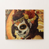 Puzzle Dia De Los Muertos Throw Pillow (Horizontal)