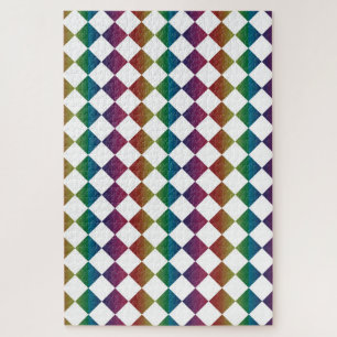 Puzzle Diamant multicolore coloré motif harlequin damier