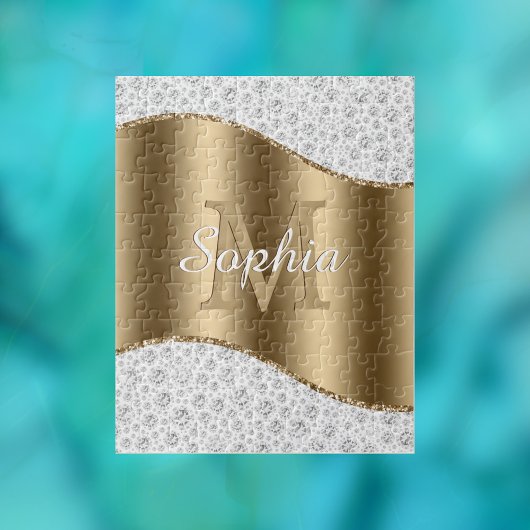 Puzzle Diamants de glam, Monogramme d'or, Nom du script