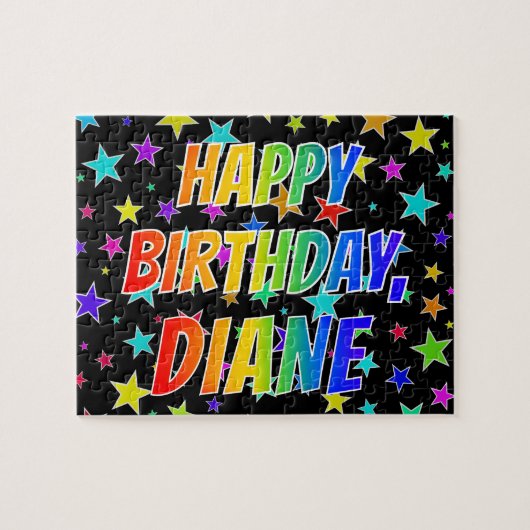 Puzzle "DIANE" Prénom, Amusant "HEUREUX ANNIVERSAIRE" (Horizontal)