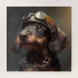 Puzzle Dieselpunk À poils durs Dachshund Steampunk Gogget