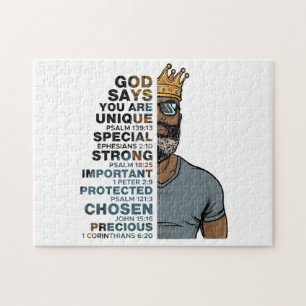Puzzle Dieu dit que je suis le roi noir Melanin homme Bru