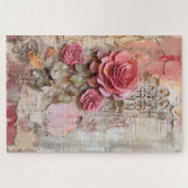 Puzzle Difficile Pink Floral Grunge Découpage Inspiré (Horizontal)