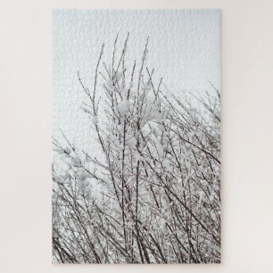 Puzzle Difficult Snow-covered branches abstract photo