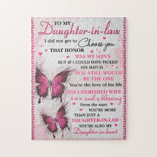 Puzzle DIL Butterfly You're Also My Daughter-In-Heart  (Vertical)