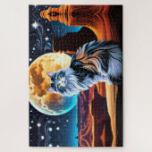 Puzzle Dilute Calico cat, dans le désert-Pleine lune (Vertical)