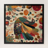 Puzzle Dinde rétro boho patchwork d'automne (Horizontal)