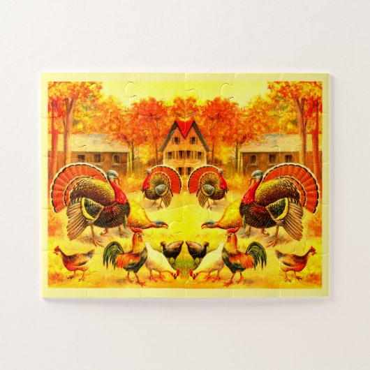 Puzzle Dindons et poulets d'art (Horizontal)