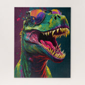 Puzzle Dinosaur T Rex Cool Bleu Vert Jurassique Poster (Vertical)