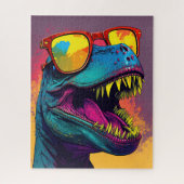 Puzzle Dinosaur T Rex Cool orange bleu (Vertical)