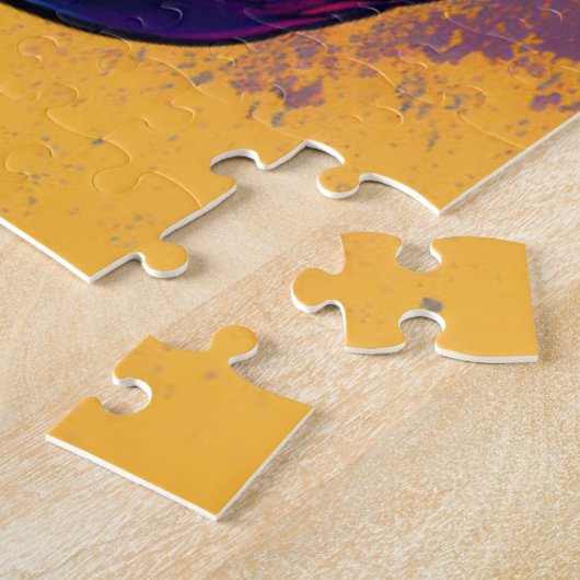 Puzzle Dinosaur T Rex Cool orange bleu (Côté)