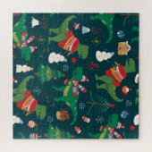 Puzzle Dinosaur T-Rex : Nouvel An de Noël. (Horizontal)