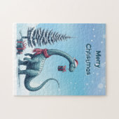 Puzzle dinosaure Brontosaurus de Noël (Horizontal)