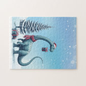Puzzle dinosaure Brontosaurus de Noël (Horizontal)