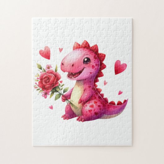 Puzzle Dinosaure de la Saint Valentin (Vertical)