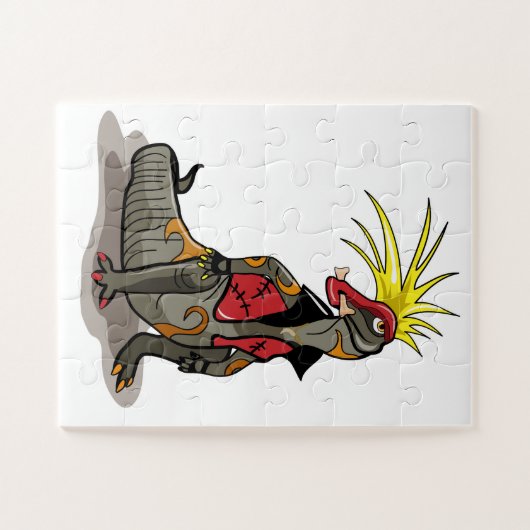 Puzzle Dinosaure Hadrosaurus Habillé Comme Un Punk. (Horizontal)
