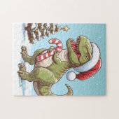 Puzzle Dinosaure sucre de canne de Noël mignon (Horizontal)