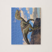 Puzzle Dinosaure velociraptor bleu à pignon (Vertical)