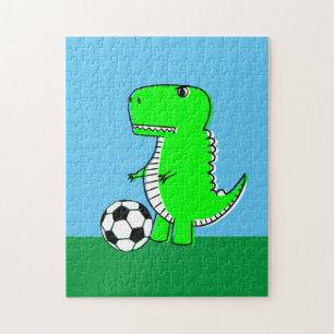 Puzzle Dinosaure Vert Aime Le Football