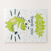 Puzzle Dinosaure vert ROAR Anniversaire Merci Favoriser (Horizontal)